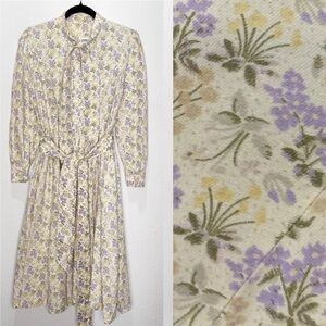 Laura Ashley Vintage Floral Midi Dress Wool Cottage